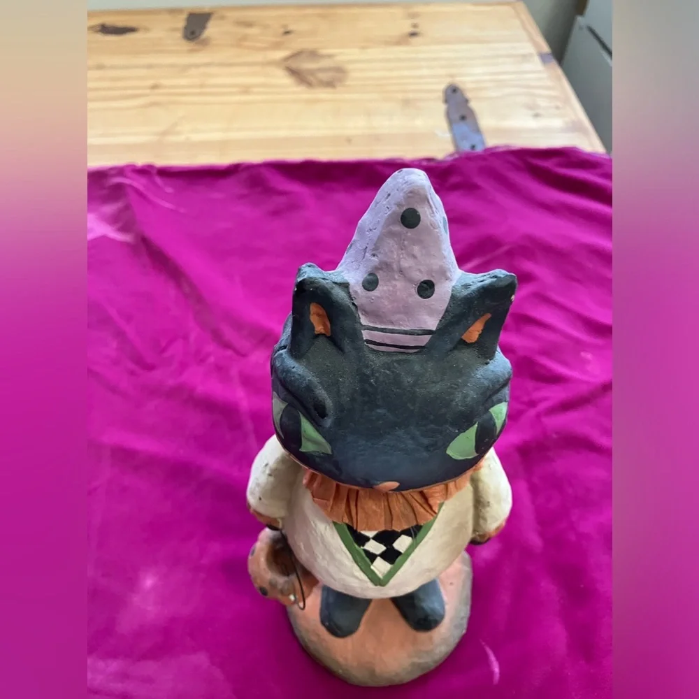 Retro Black Cat Figure“Vintage Inspired Design 11” Plaster &Crepe Paper